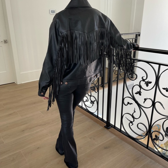 🤠Wrangler Festival Wear Faux Leather Fringe  Over Sized Jacket Medium - Picture 4 of 15